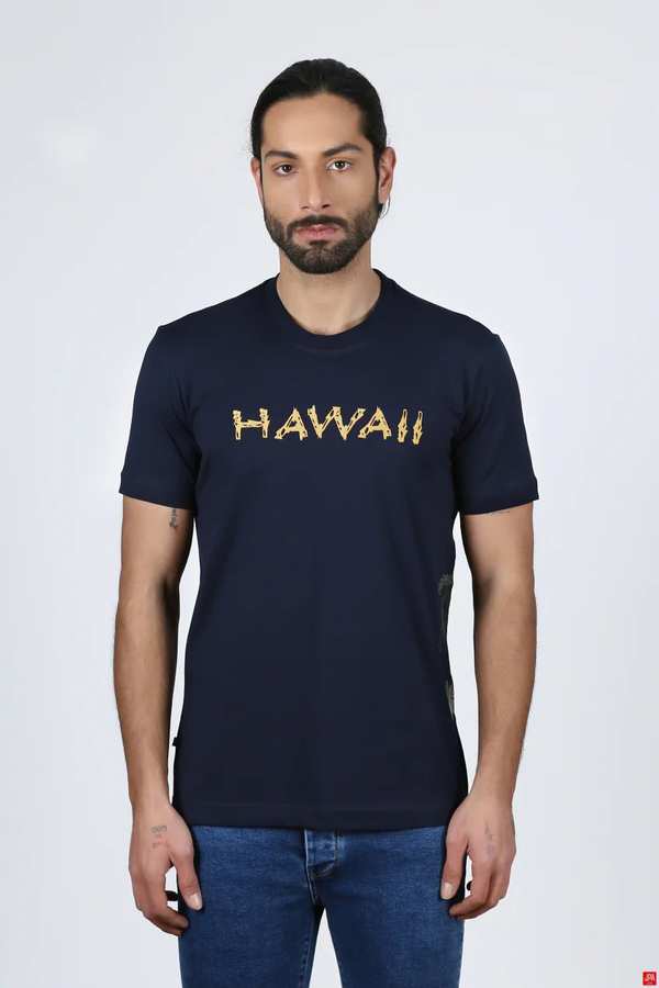 تی شرت مردانه یقه گرد سرمه ای جی پی ای JPA کد 02264