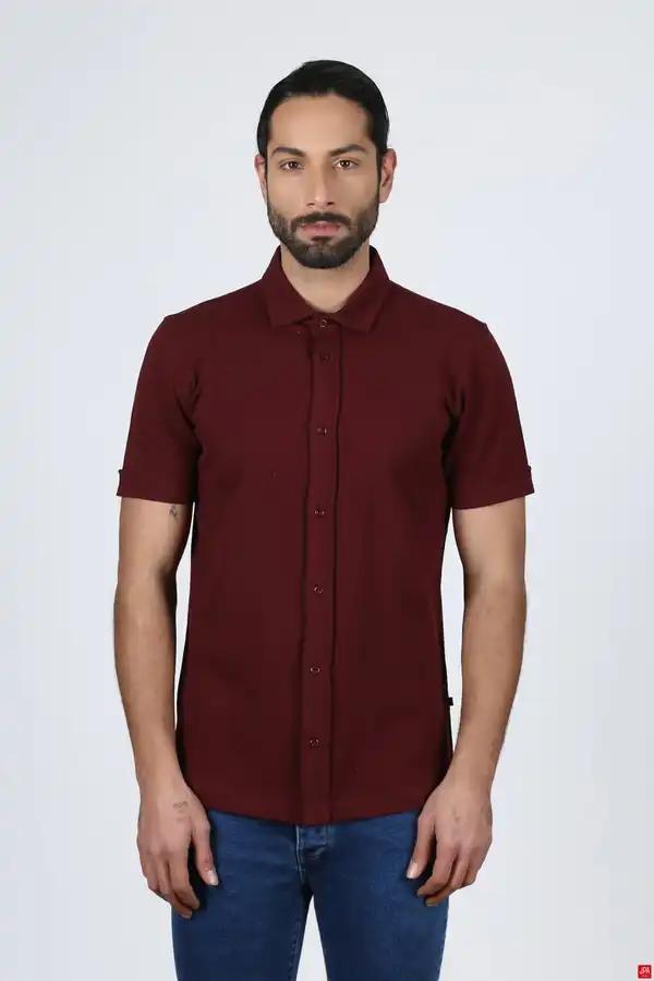 پیراهن مردانه اسلیم زرشکی جی پی ای JPA کد 02258