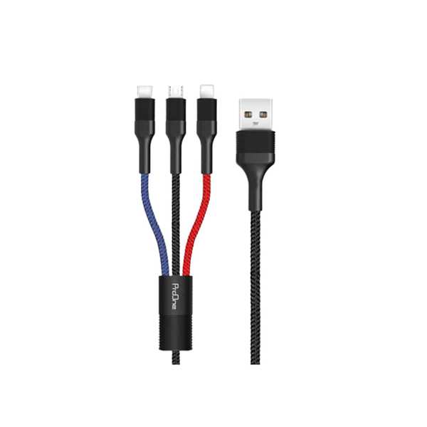 کابل تبدیل USB به USB-C / microUSB / لایتنینگ پرووان مدل PCC280 طول 1 متر
