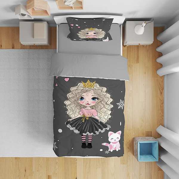 روتختی کودک طرح دختر و گربه مدل T0017 نوپه هوم