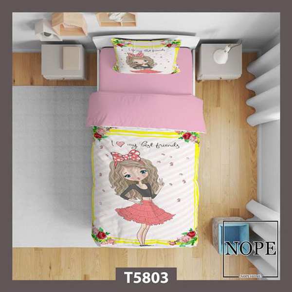 روتختی کودک طرح دختر مو فرفری مدل T5803 نوپه هوم