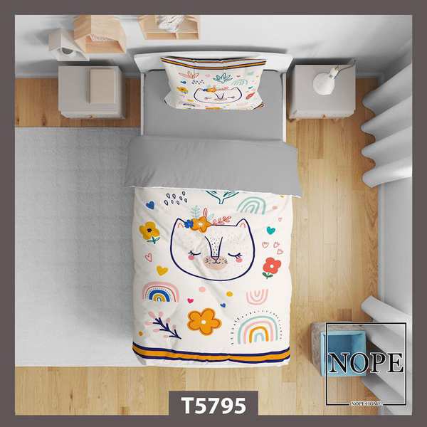 روتختی کودک طرح گربه و رنگین کمان مدل T5795 نوپه هوم