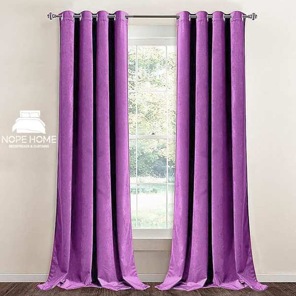 پرده آماده مخمل ویولت نوپه هوم