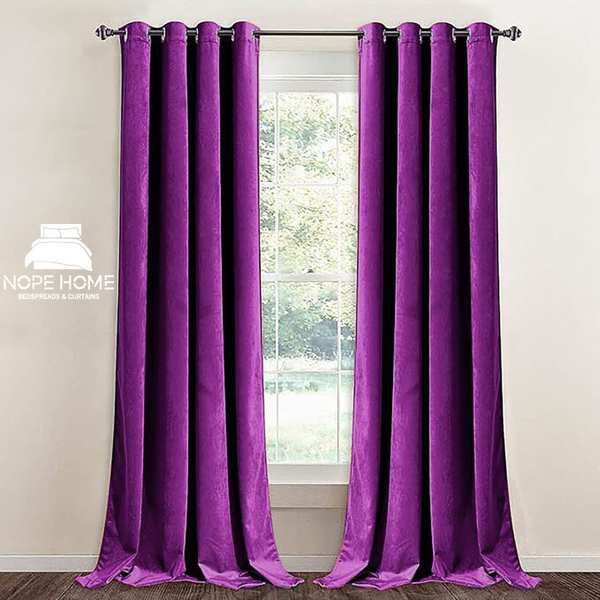 پرده آماده مخمل ویولت نوپه هوم