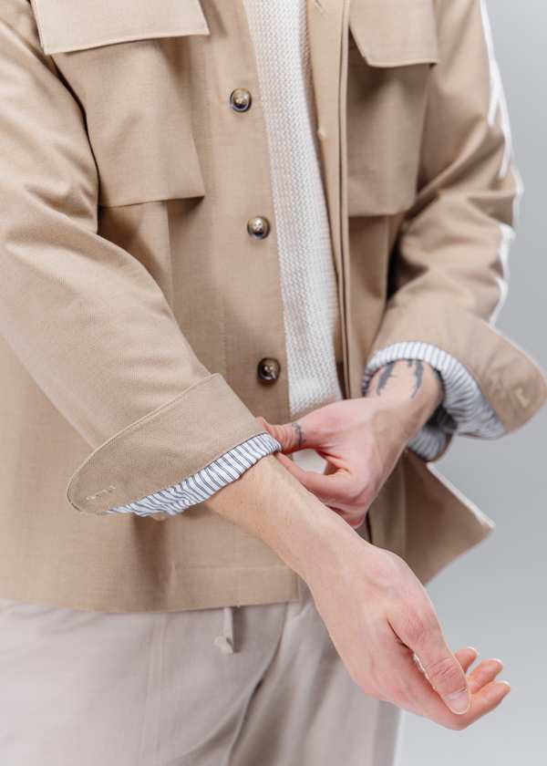 پیراهن مردانه شکت مردانه کژوال جناقی کرم ساروچی Sarochi کد 17020036028 - تصویر 5