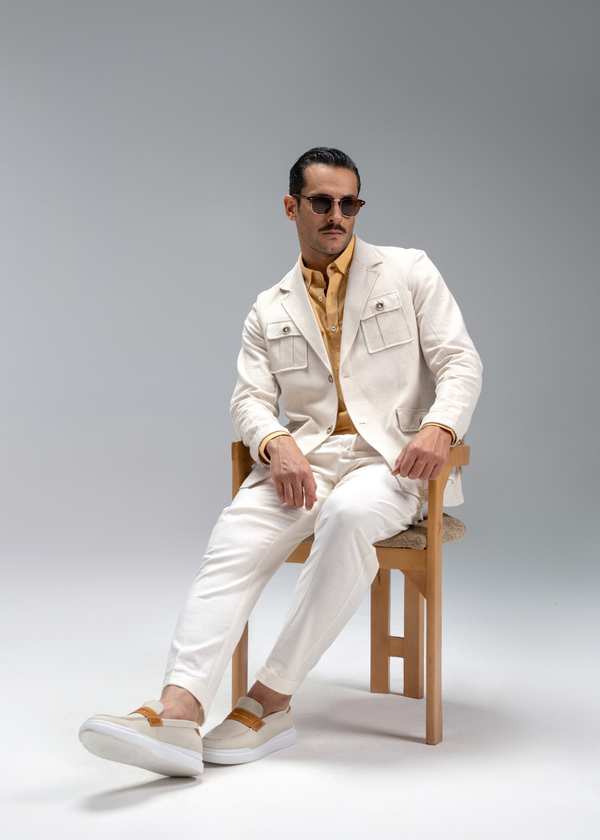 کت و جلیقه مردانه کت سافاری مردانه کژوال لینن ساروچی Sarochi کد 17020979028 - تصویر 5