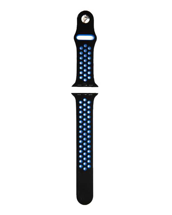 بند سیلیکونی مشکی آبی طرح Nike مناسب اپل واچ 42/44 میلی متری