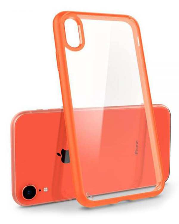 ​قاب آیفون Ultra Hybrid بی رنگ نارنجی Apple iPhone XR اسپیگن