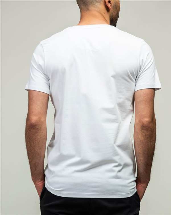 ​تی شرت مردانه یقه گرد نخی سفید ManTen