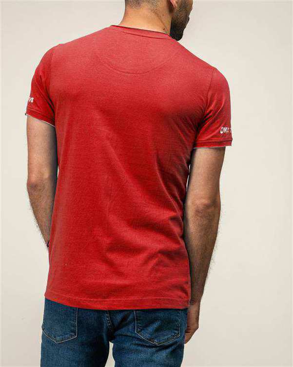 ​تی شرت مردانه نخی یقه گرد قرمز JPA