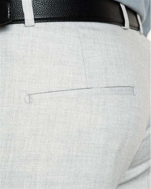 ​شلوار مردانه پارچه ای چسبان دمپا پاکتی فاق کوتاه طوسی روشن
