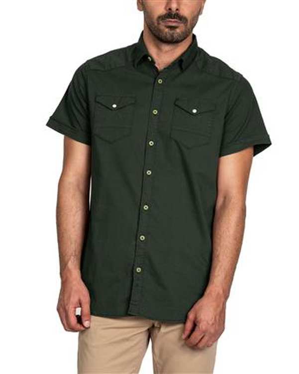 ​پیراهن مردانه کتان آستین کوتاه سبز یشمی ابرا