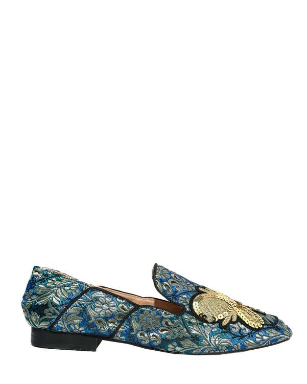 کفش زنانه کژوال آبی گلدار اچ اند ام