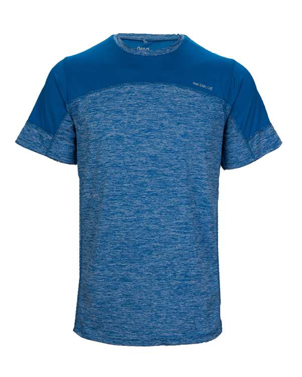 تی شرت مردانه ورزشی یقه گرد آبی ملانژ مو ?>