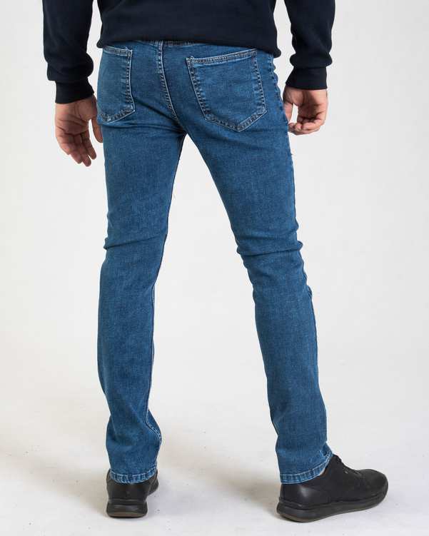 شلوار مردانه جین چسبان آبی برشکا