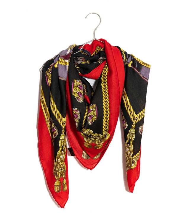 روسری زنانه کشمیر مشکی قرمز ویمپل