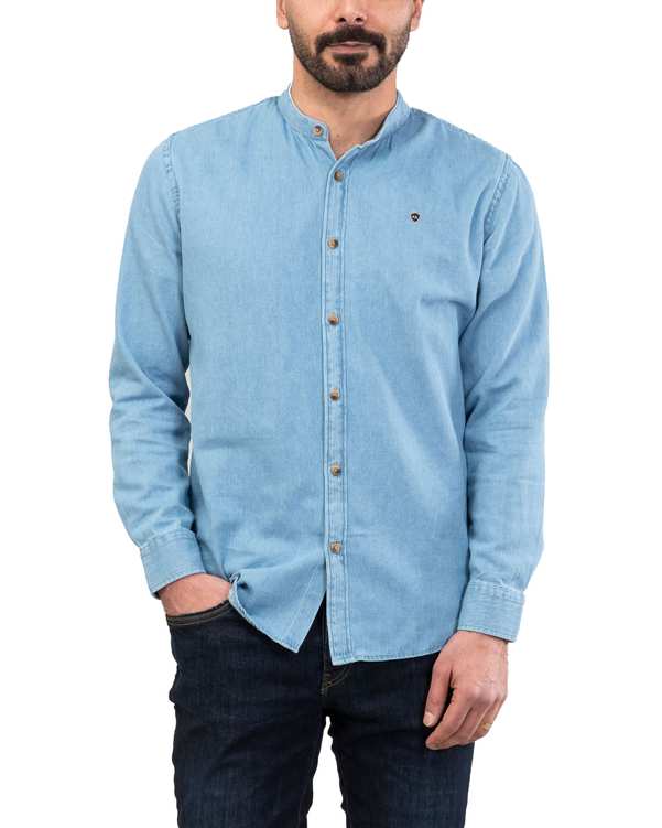 پیراهن مردانه جین یقه دیپلمات آبی کوک