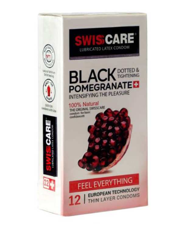 کاندوم خاردار سوئیس کر Black Pomegranate ​بسته 12 عددی