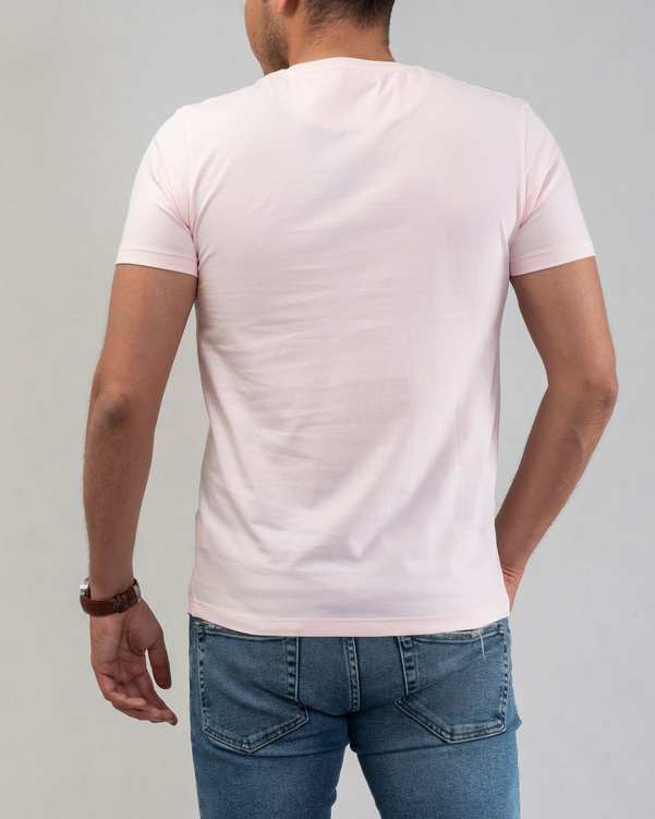 تی شرت مردانه نخی یقه گرد صورتی روشن اگزیتکس_1