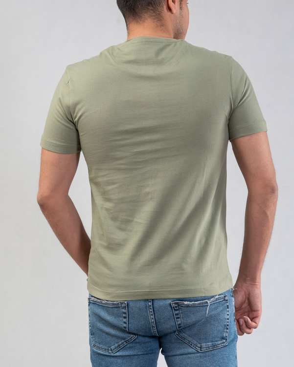 تی شرت مردانه نخی یقه گرد سبز سدری اگزیتکس_1