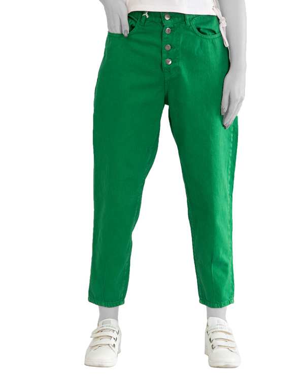 شلوار زنانه جین مام استایل سبز رویال جین   ?>