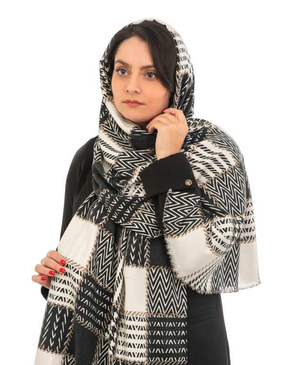 شال زنانه پاییزه موهر طرح پیچازی سفید مشکی جی دو Gido ?>