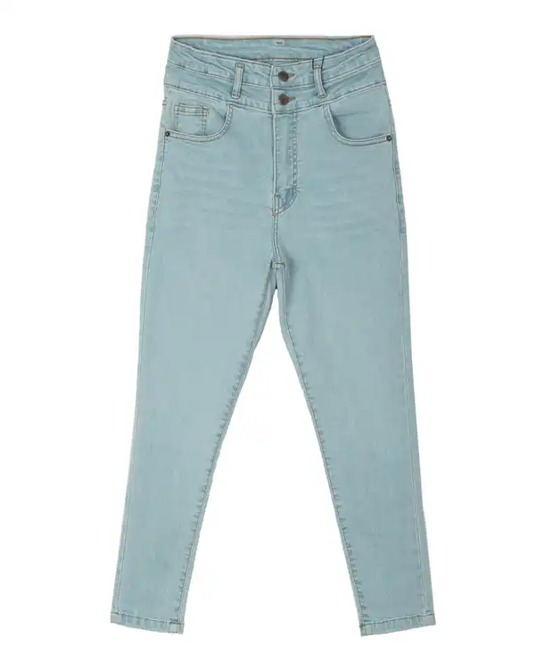 شلوار زنانه جین چسبان گن دار آبی یخی رویال جین Royal Jeans ?>