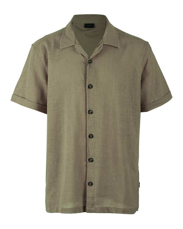 پیراهن مردانه کنفی آستین کوتاه سبز سدری کوک Kook
