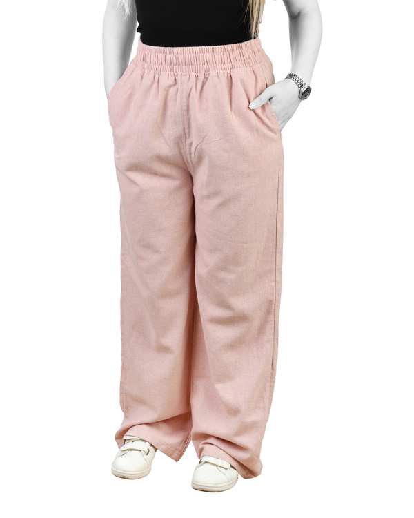 شلوار کتان زنانه بگ کمر کش صورتی رویال جین Royal Jeans