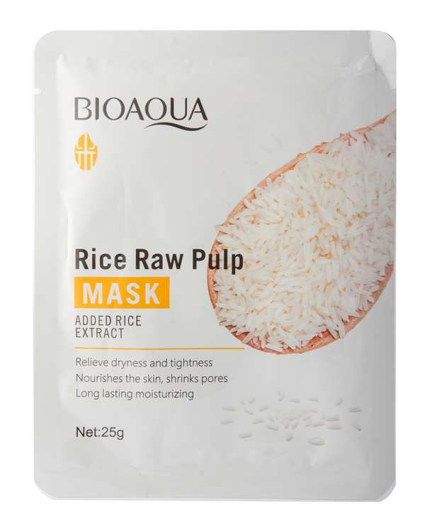 ماسک ورقه ای صورت بیوآکوا Bioaqua مدل Rice Raw Pulp حاوی عصاره برنج