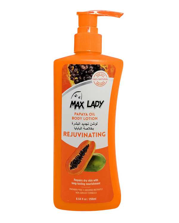 لوسیون بدن مکس لیدی Max Lady مدل Papaya Oil Rejuvinating حجم 250ml