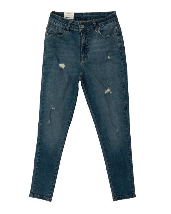 شلوار زنانه جین چسبان زاپ دار آبی تیره رویال جین Royal Jeans
