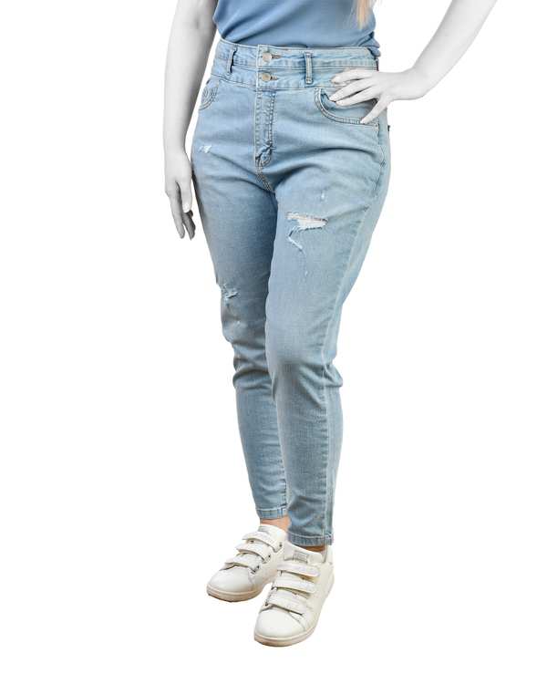 شلوار جین زنانه چسبان زاپ دار آبی روشن رویال جین Royal Jeans