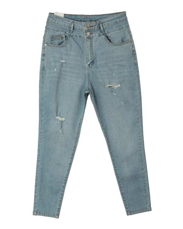 شلوار زنانه جین چسبان زاپ دار آبی روشن رویال جین Royal Jeans