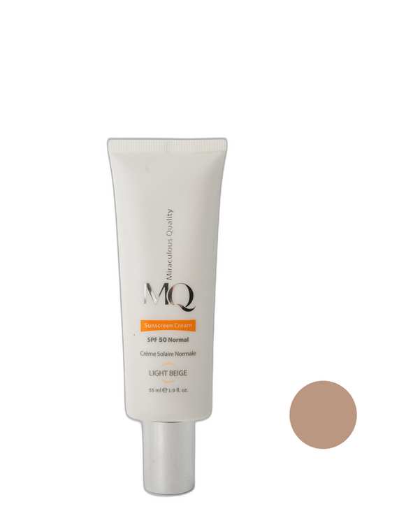 کرم ضد آفتاب رنگی فاقد چربی SPF50 ام کیو MQ مدل Light Beige بژ روشن 55ml