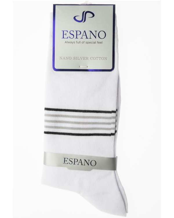 جوراب مردانه ساقدار سفید راه راه اسپانو Espano