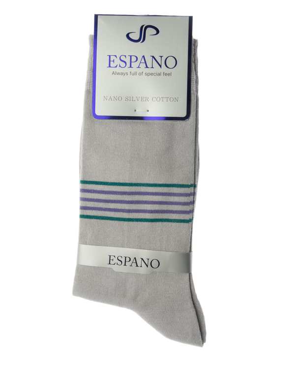 جوراب مردانه ساقدار طوسی روشن راه راه اسپانو Espano