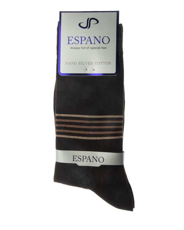 جوراب مردانه ساقدار قهوه ای راه راه اسپانو Espano