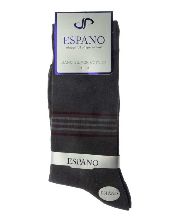 جوراب مردانه ساقدار زغالی راه راه اسپانو Espano