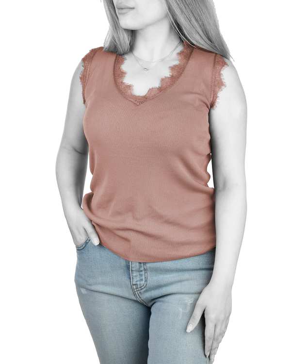 تاپ زنانه بافت پشت تور صورتی فشن Fashion