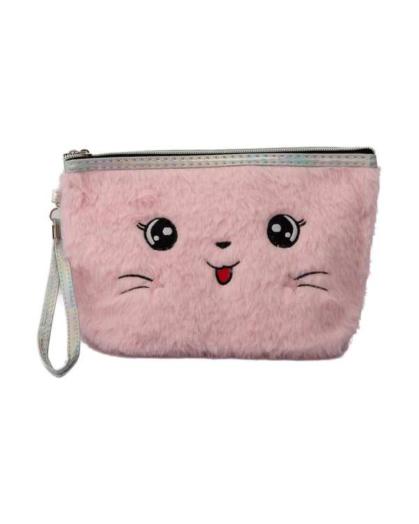 کیف لوارم آرایشی پولیشی صورتی سورا Sora طرح گربه