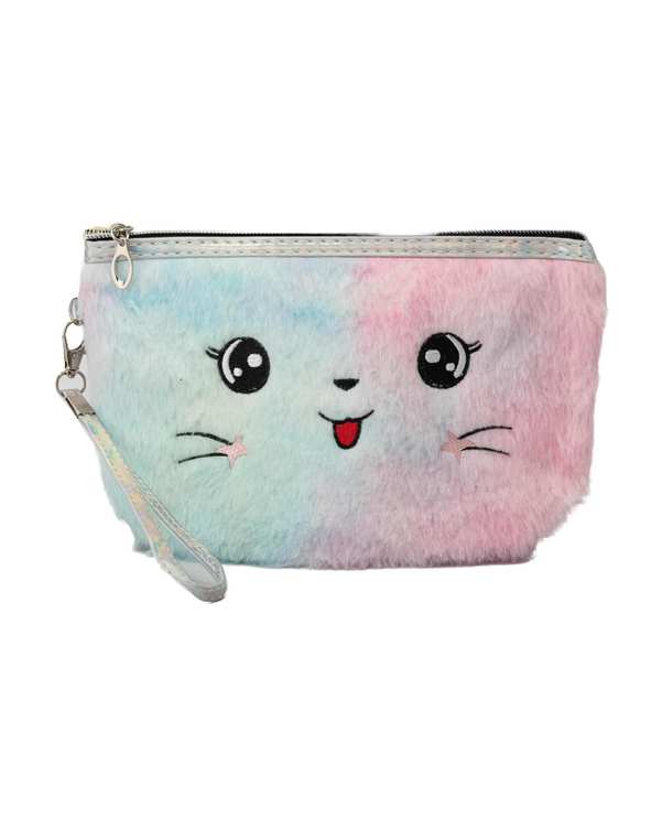 کیف لوارم آرایشی پولیشی صورتی و آبی سورا Sora طرح گربه