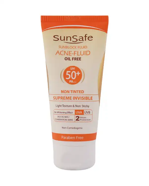 فلوئید ضد آفتاب بی رنگ SPF50 فاقد چربی سان سیف Sun Safe