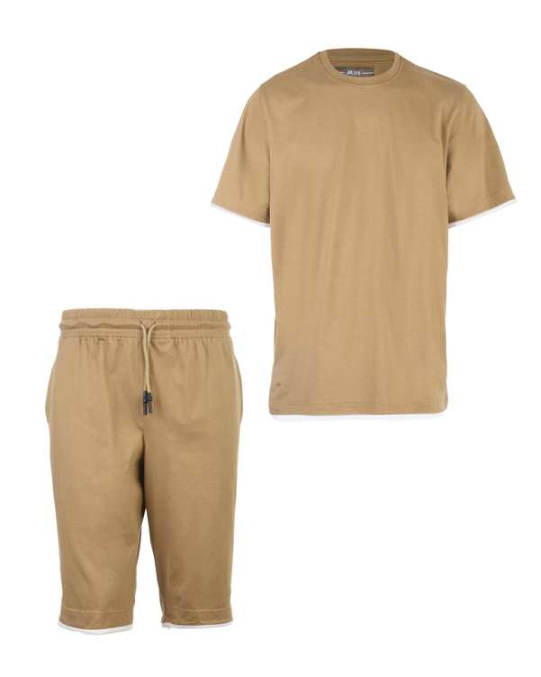 ست تی شرت و شلوارک مردانه نخی نسکافه ای جی پی ای JPA کد 4021012340