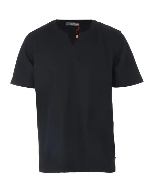 تی شرت مردانه نخی یقه کوبایی سرمه ای جی پی ای JPA کد 4011302381