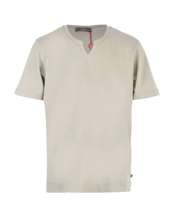 تی شرت مردانه نخی یقه کوبایی طوسی جی پی ای JPA کد 4011302381