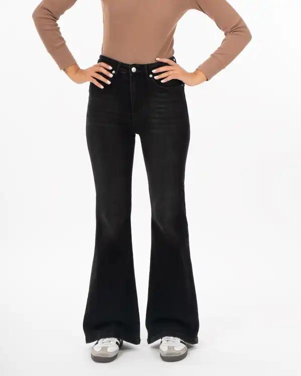 شلوار جین زنانه بوت کات قد 105 زغالی رویال جین Royal Jeans کد P300013454 ?>
