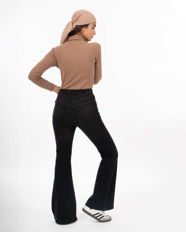 شلوار جین زنانه بوت کات قد 105 زغالی رویال جین Royal Jeans کد P300013454 - تصویر 2