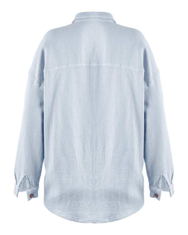 شومیز زنانه حصیری هلالی قد 80 آبی آسمانی رویال جین Royal Jeans کد 20926 - تصویر 2