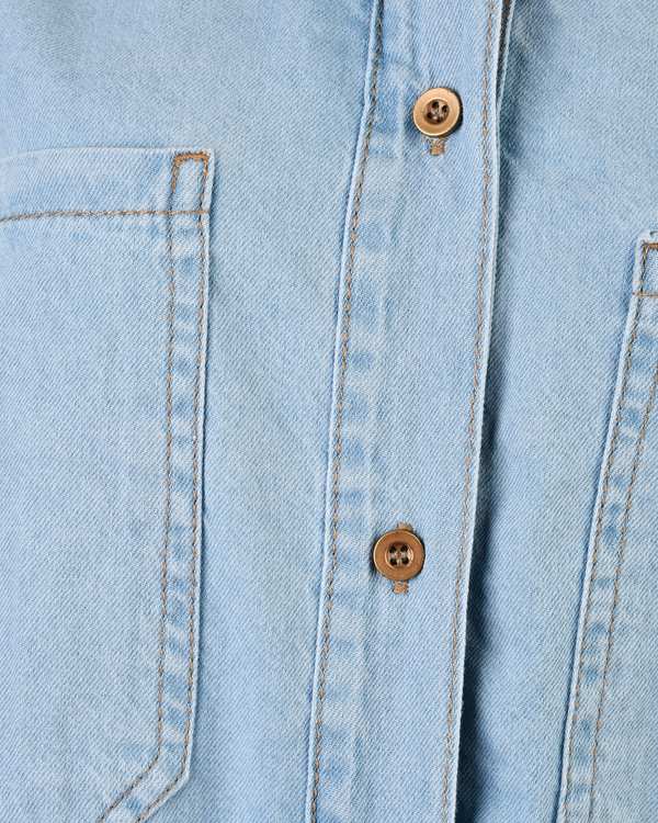 شومیز زنانه جین هلالی قد 70 آبی روشن رویال جین Royal Jeans کد 521320 - تصویر 3